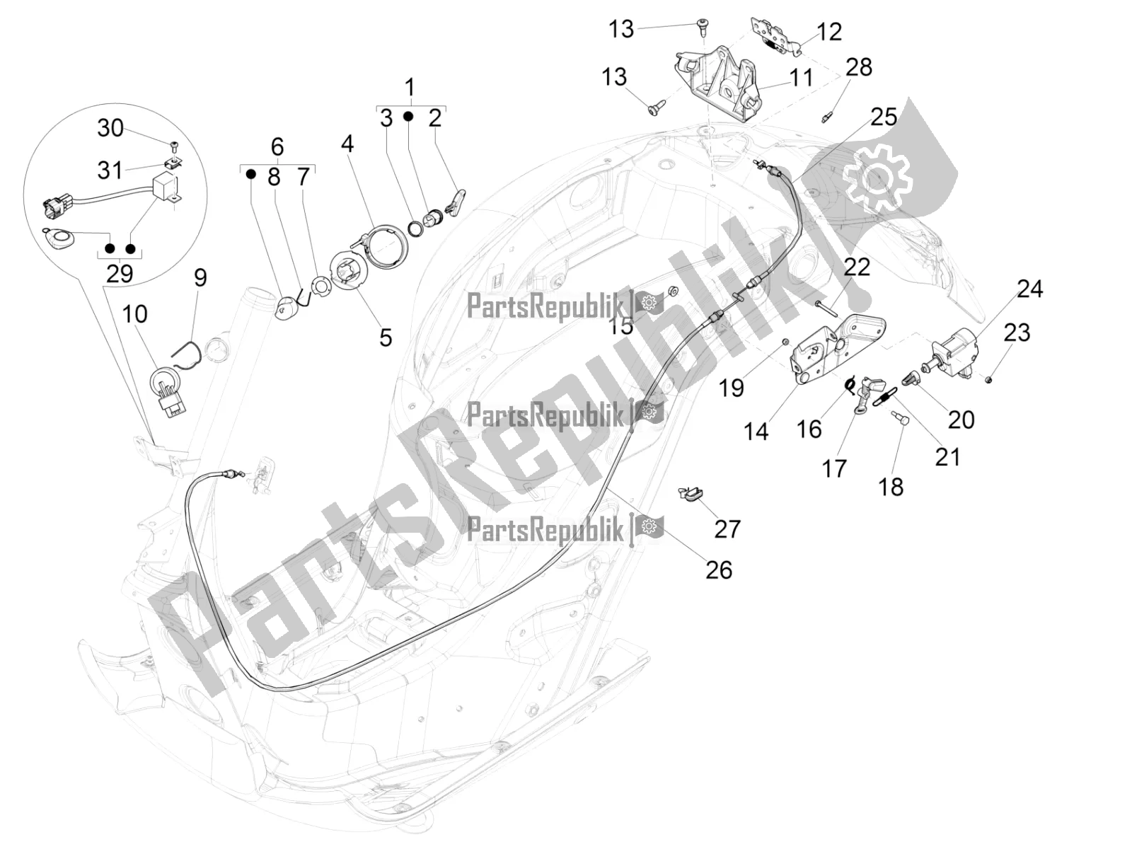 Toutes les pièces pour le Serrures du Vespa GTS 300 \ Super 4V IE ABS 2018