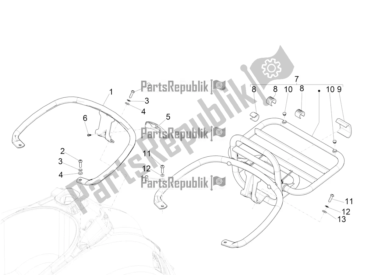 Toutes les pièces pour le Porte-bagages Arrière du Vespa GTS 300 \ Super 4V IE ABS 2018