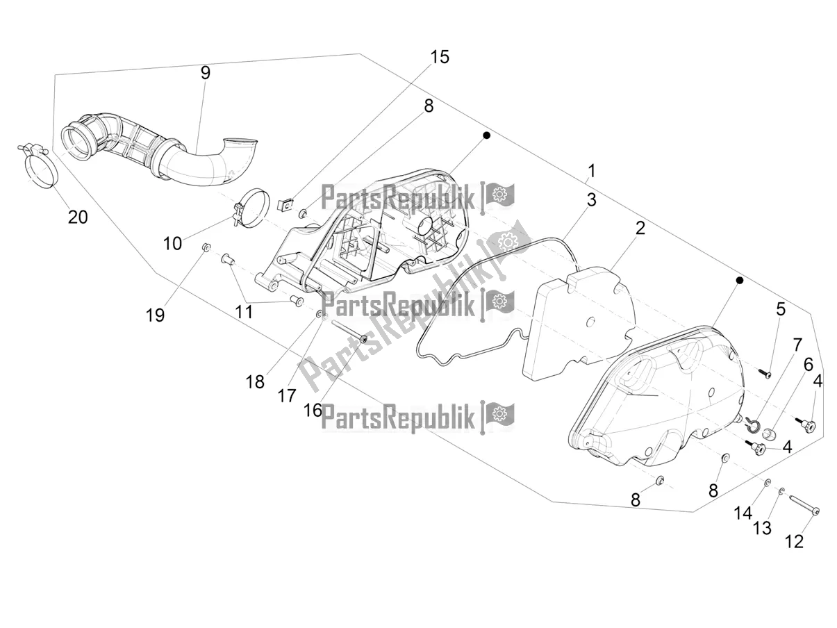 Alle onderdelen voor de Luchtfilter van de Vespa GTS 300 HPE ABS 2019