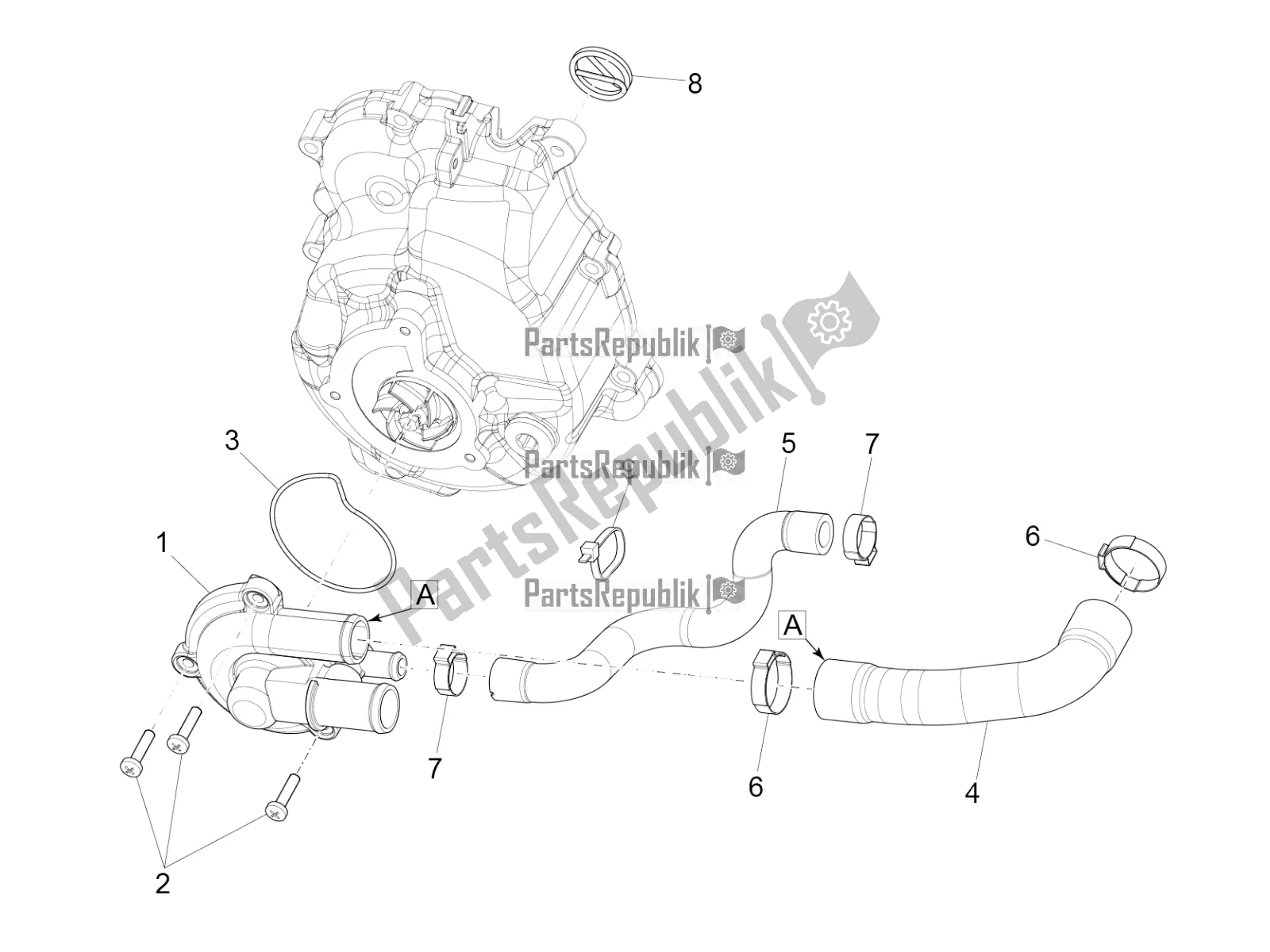 Toutes les pièces pour le Pompe De Refroidissement du Vespa GTS 300 HPE ABS 2019