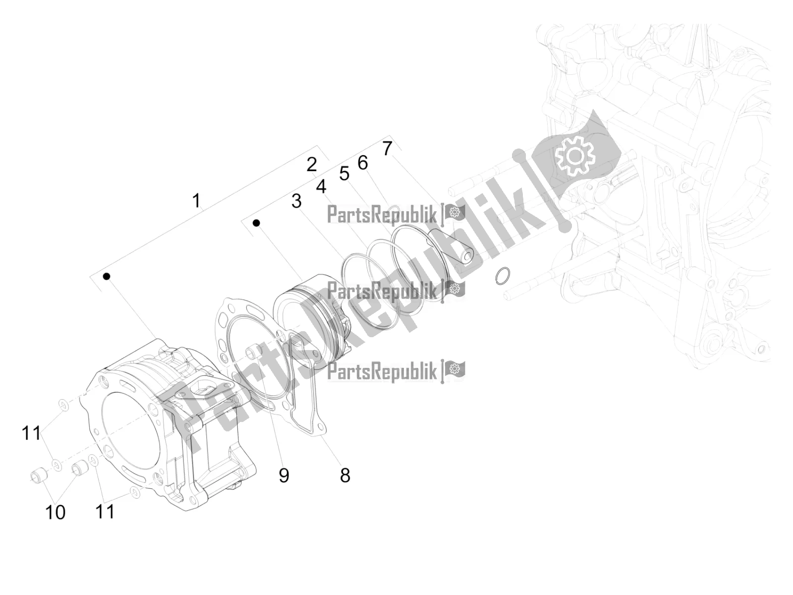 Todas las partes para Unidad De Pasador Cilindro-pistón-muñeca de Vespa GTS 300 HPE ABS 2019