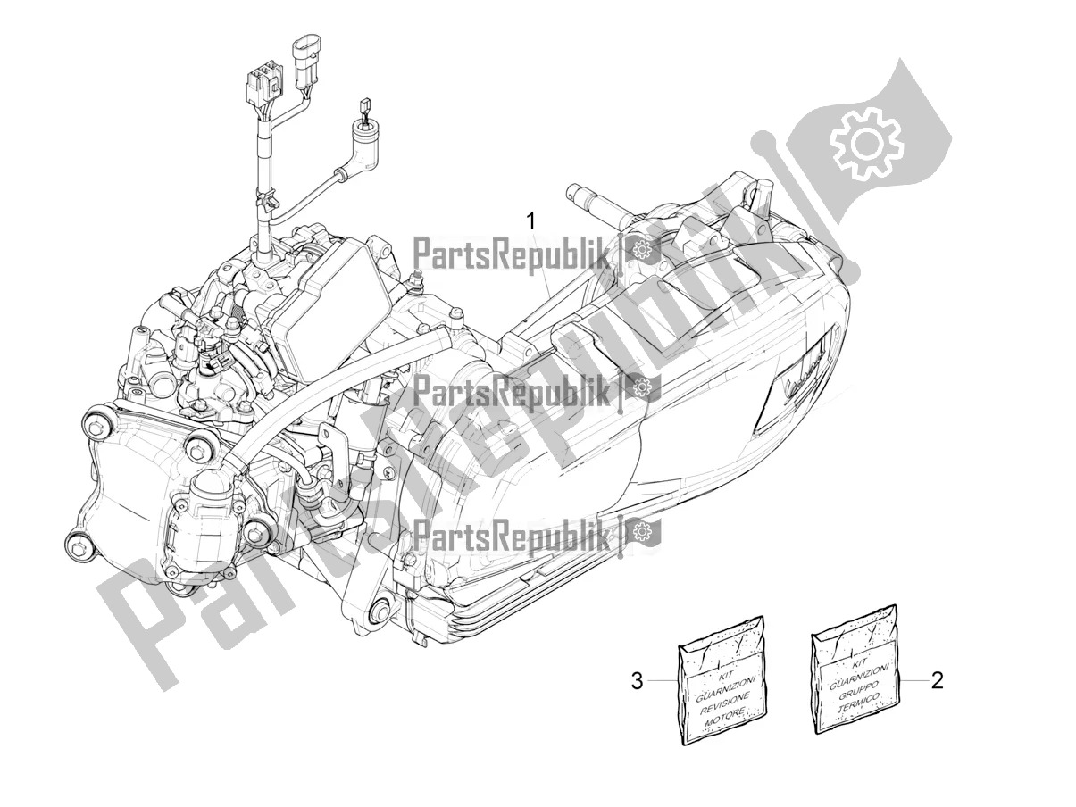 Toutes les pièces pour le Moteur, Assemblage du Vespa GTS 300 HPE ABS 2019