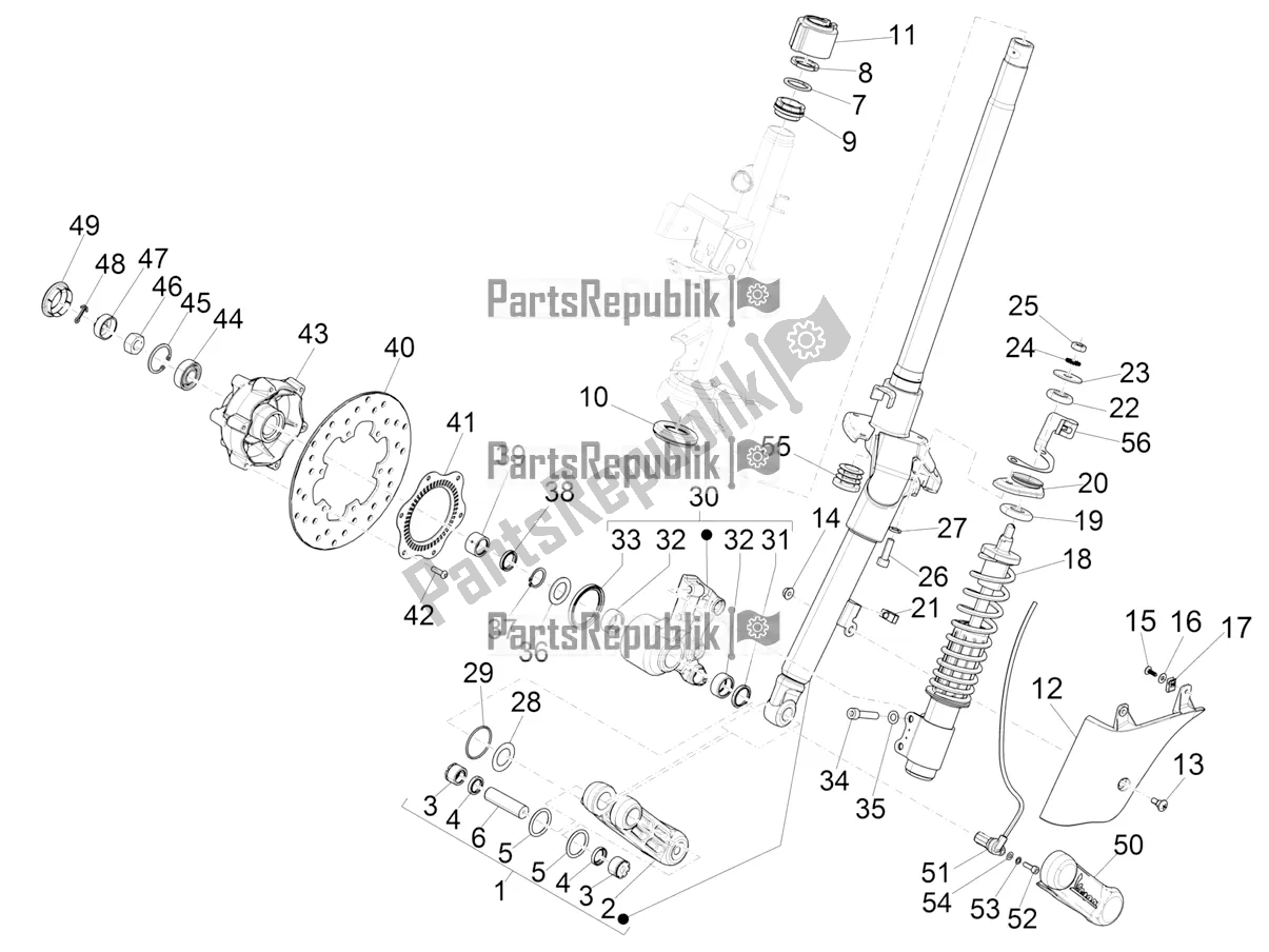 Toutes les pièces pour le Fourche / Tube De Direction - Palier De Direction du Vespa GTS 300 HPE ABS 2019