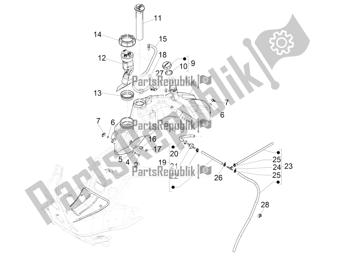 Toutes les pièces pour le Réservoir D'essence du Vespa GTS 300 HPE ABS 2019