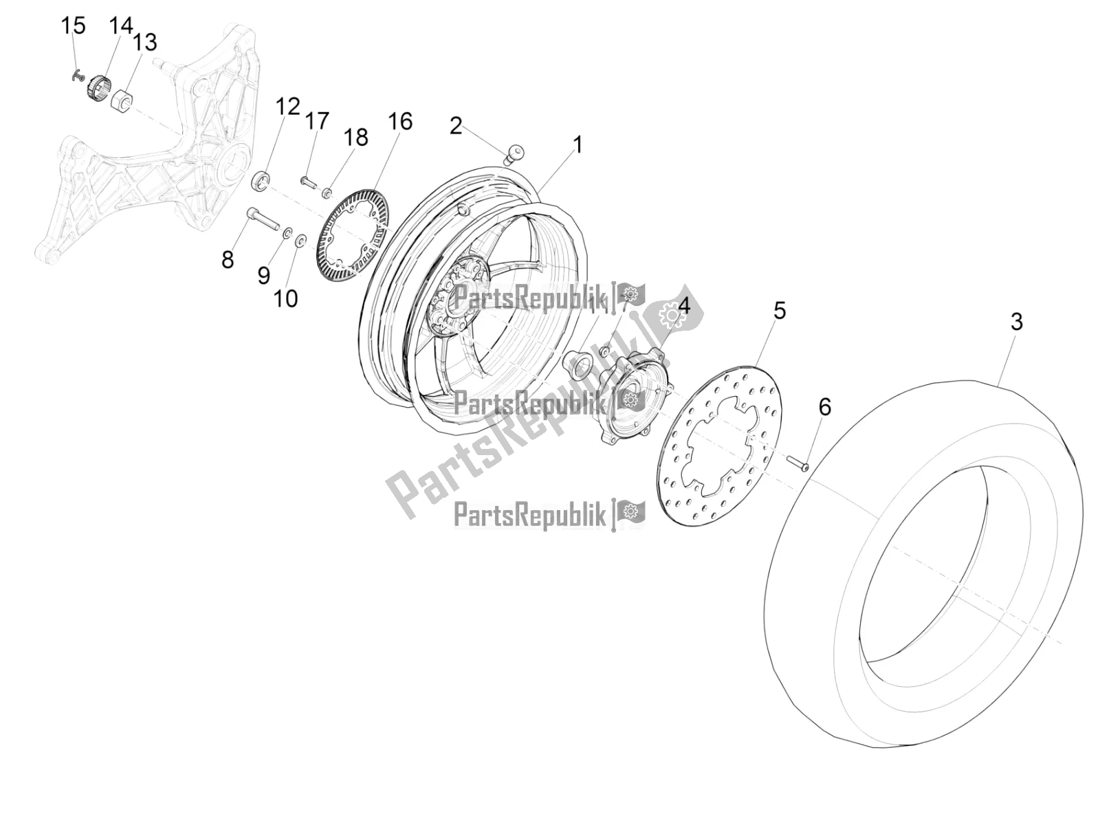 Todas las partes para Rueda Trasera de Vespa GTS 300 HPE ABS 2019