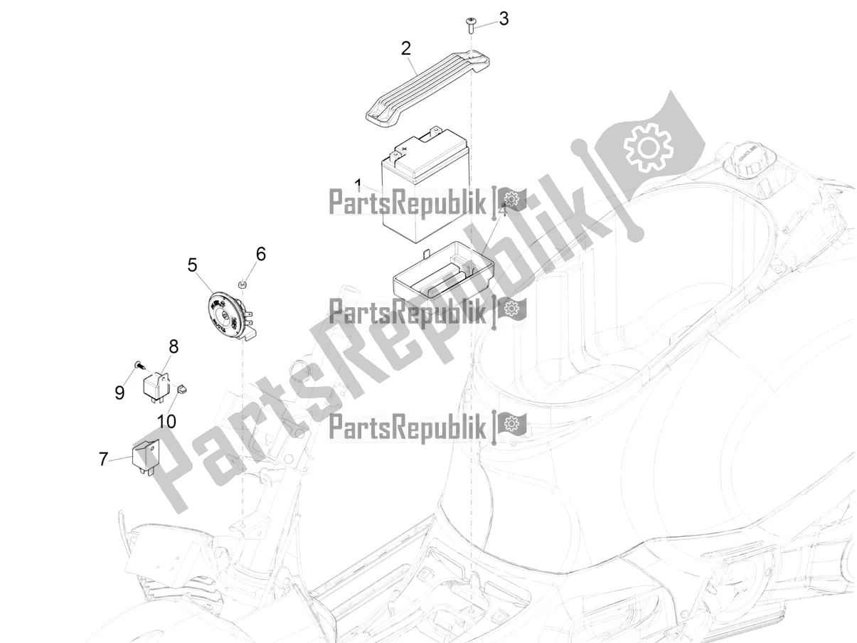 Todas las partes para Interruptores De Control Remoto - Batería - Bocina de Vespa GTS 300 HPE ABS 2019