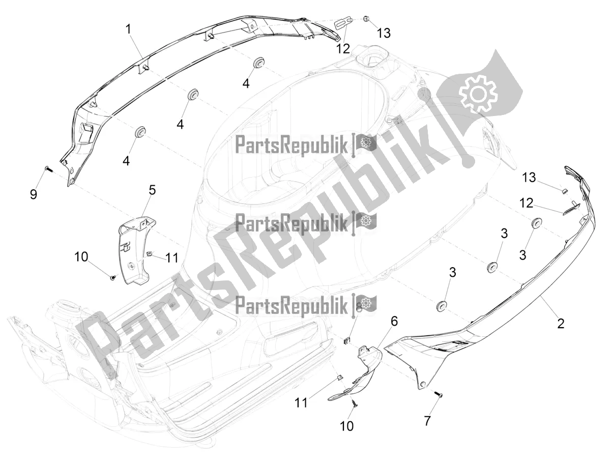 Todas las partes para Cubierta Lateral - Alerón de Vespa GTS 300 HPE ABS 2019