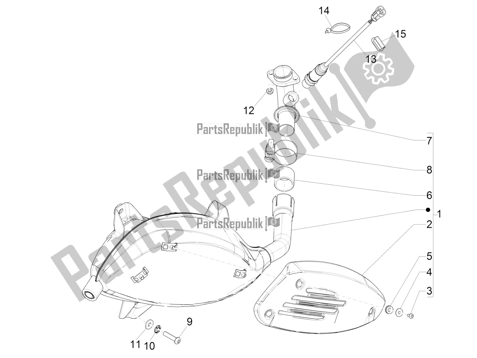 All parts for the Silencer of the Vespa GTS 300 HPE ABS 2019