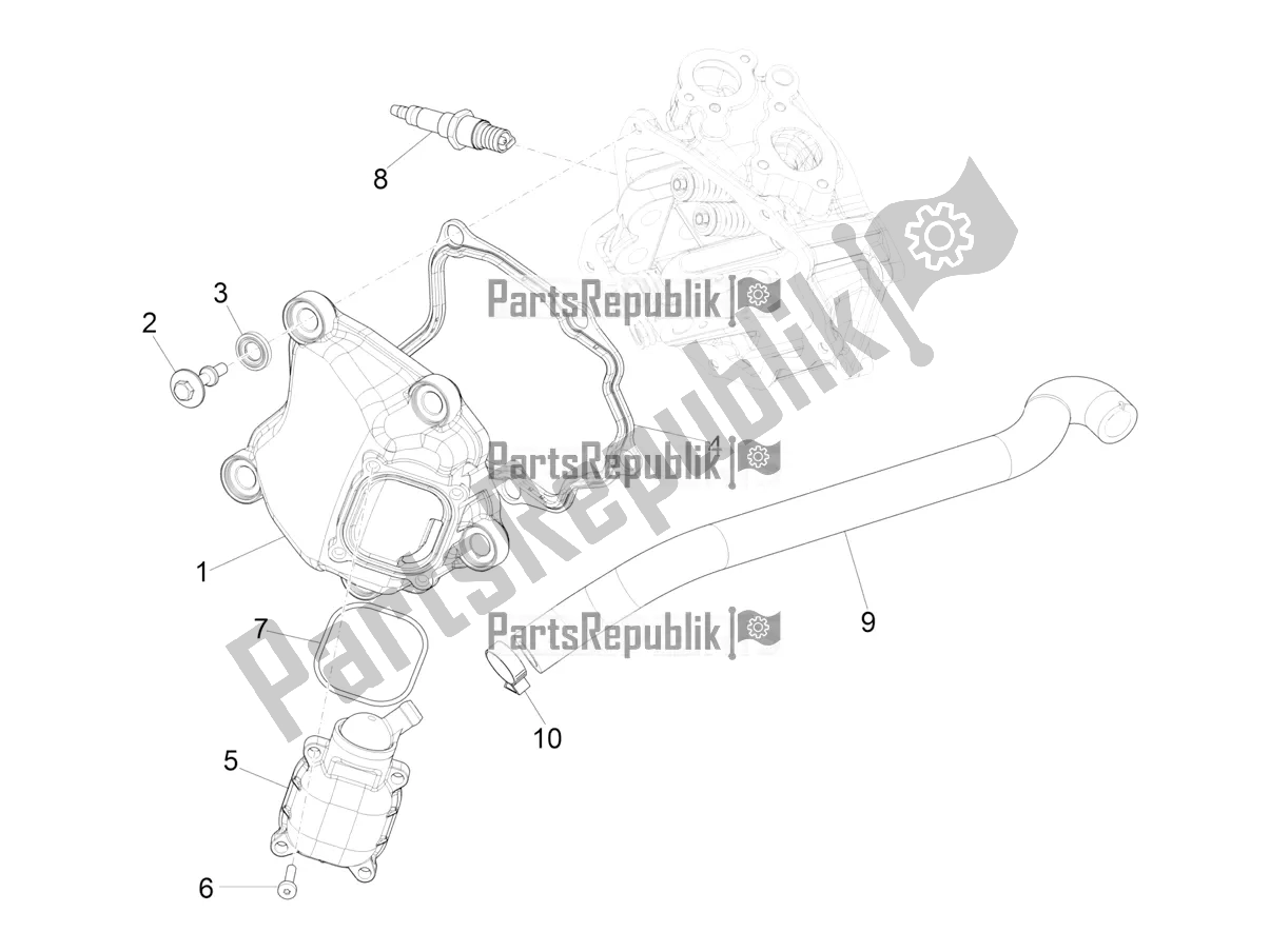 All parts for the Cylinder Head Cover of the Vespa GTS 300 HPE ABS E4 2020