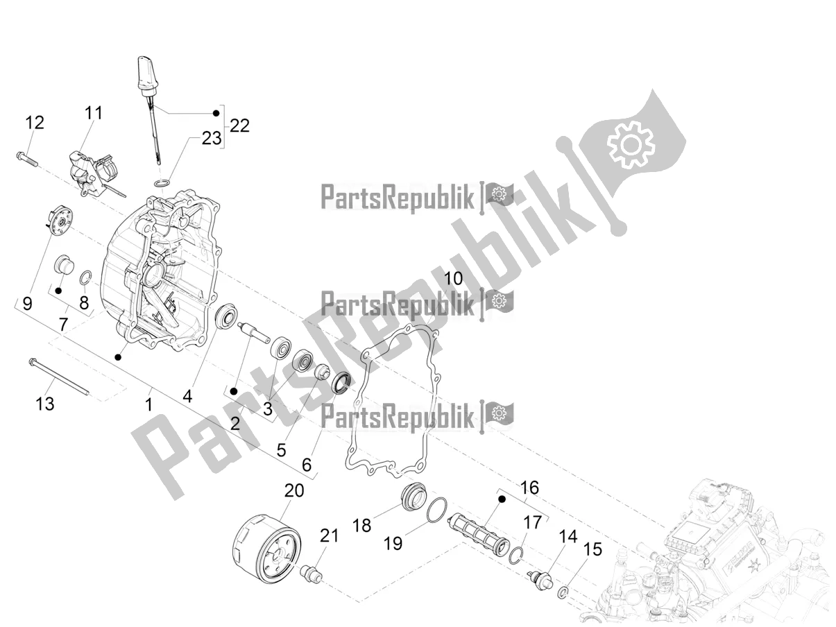 Todas las partes para Cubierta Del Volante Magneto - Filtro De Aceite de Vespa GTS 300 HPE ABS E4 2020