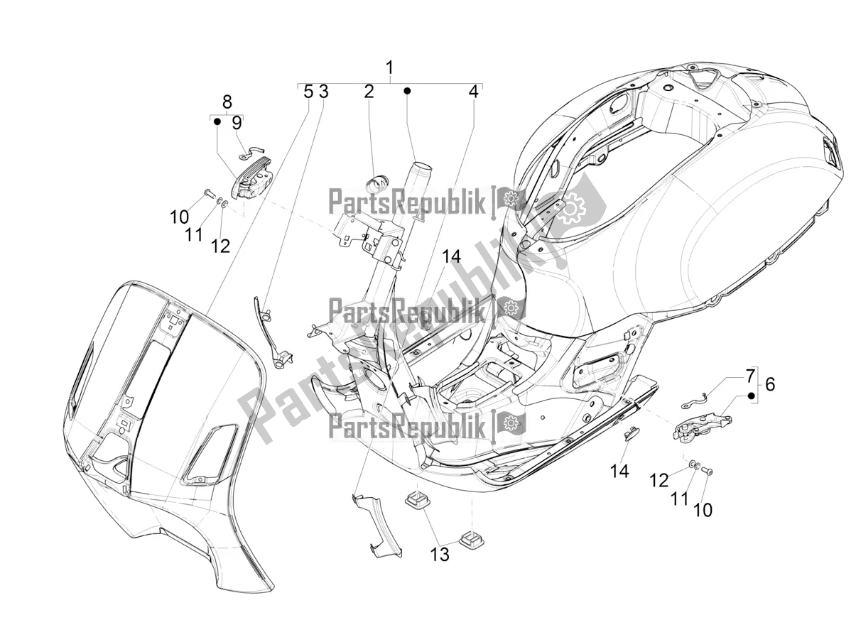 All parts for the Frame/bodywork of the Vespa GTS 300 HPE ABS E4 2020