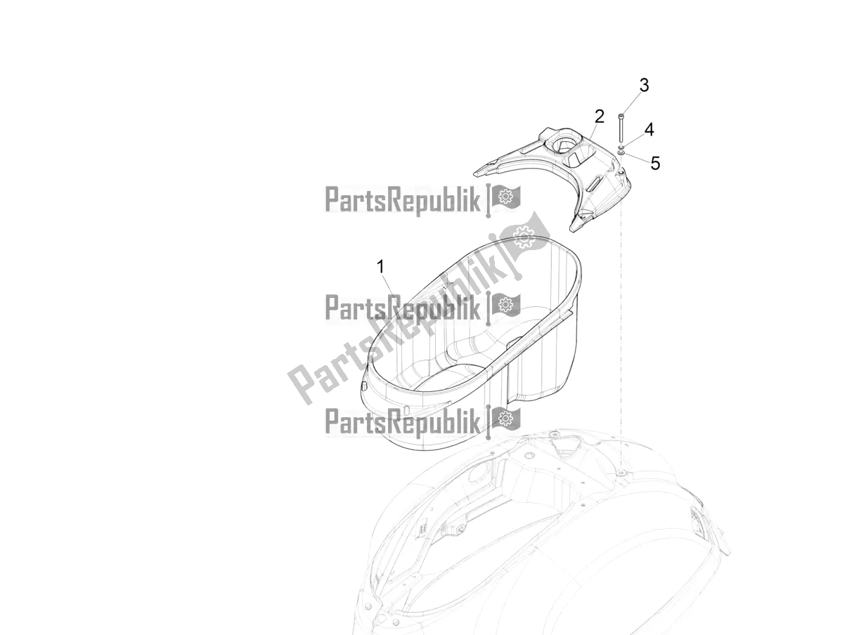 Todas las partes para Carcasa Del Casco - Debajo Del Sillín de Vespa GTS 300 HPE ABS E4 2020