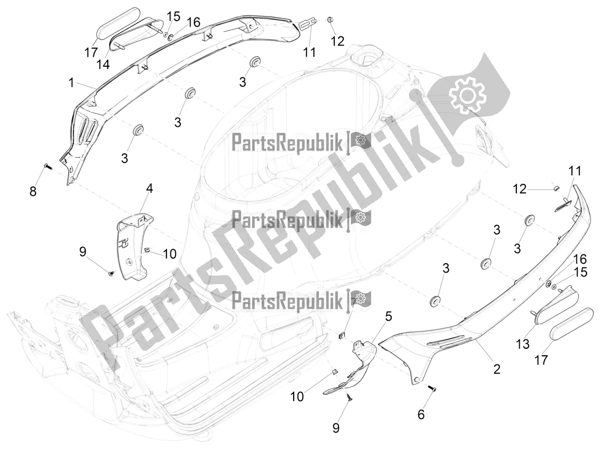 Todas las partes para Cubierta Lateral - Alerón de Vespa GTS 300 HPE ABS E4 2020