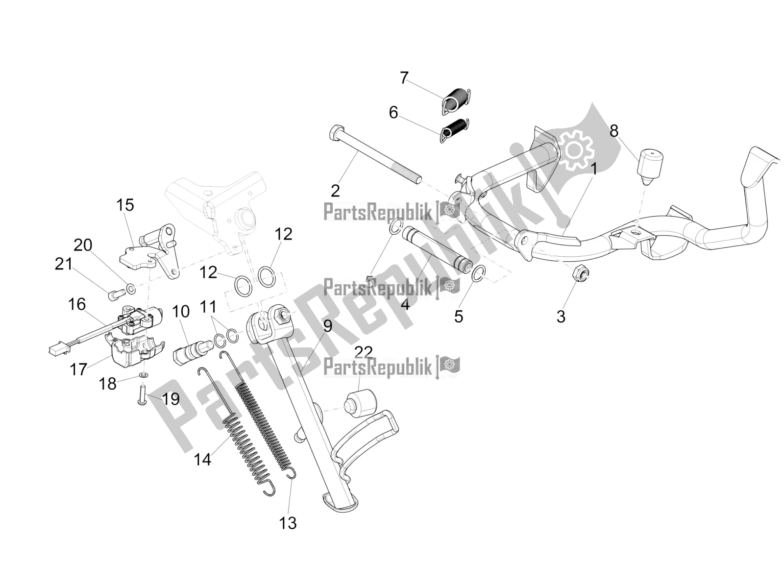 Todas las partes para Soporte / S de Vespa GTS 300 HPE ABS E4 2020