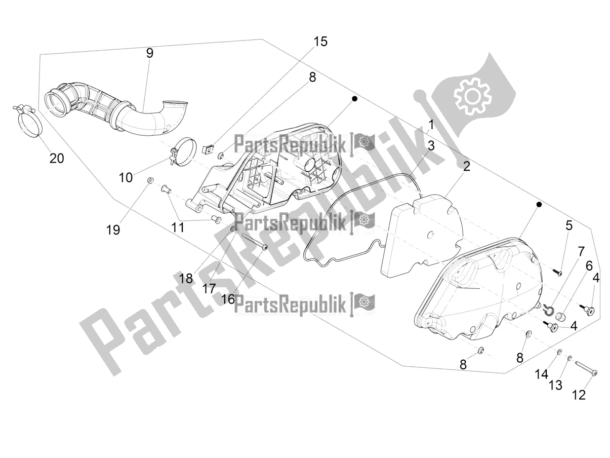 Toutes les pièces pour le Filtre à Air du Vespa GTS 300 HPE ABS E4 2021