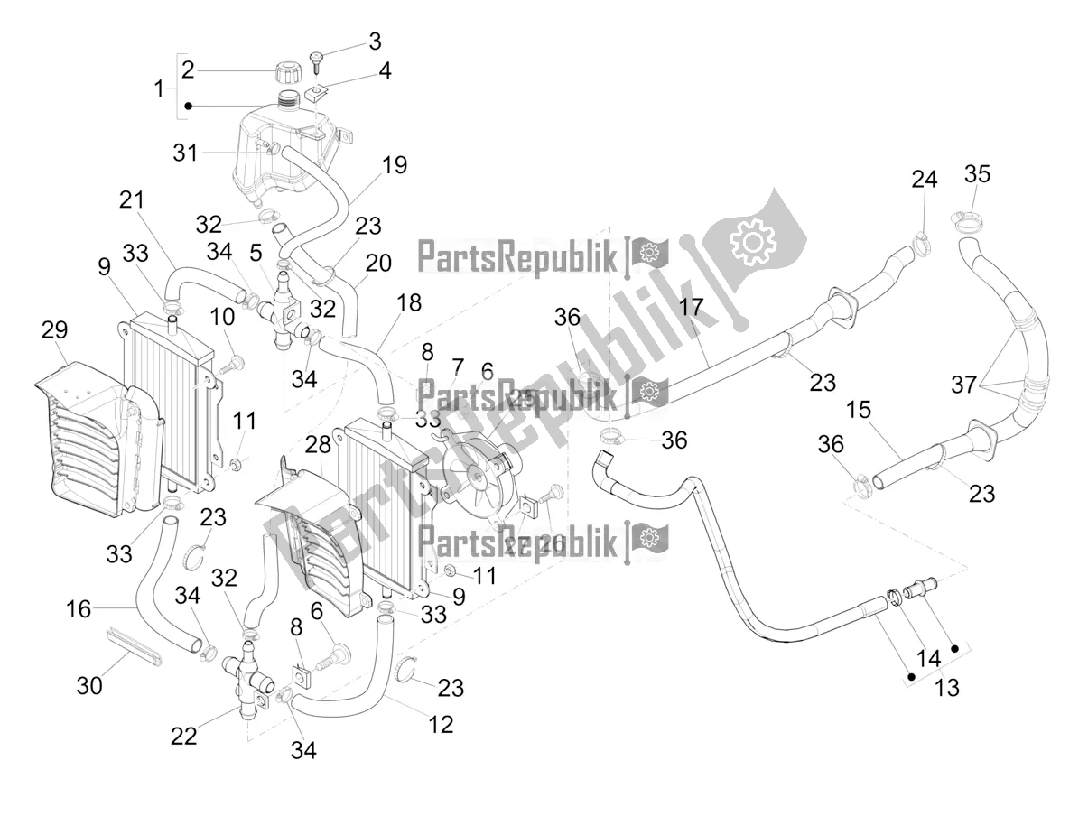 Tutte le parti per il Sistema Di Raffreddamento del Vespa GTS 300 HPE ABS E4 2021
