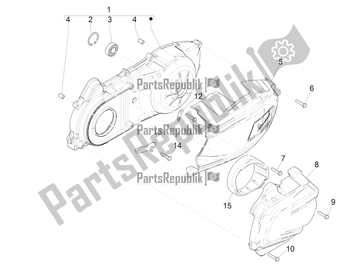 Toutes les pièces pour le Couvercle De Carter - Refroidissement Du Carter du Vespa GTS 300 HPE ABS E4 2021