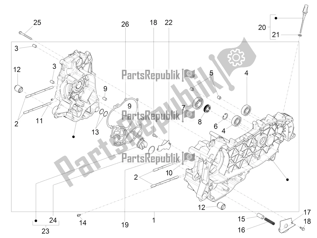 Todas as partes de Bloco Do Motor do Vespa GTS 300 HPE ABS E4 2021