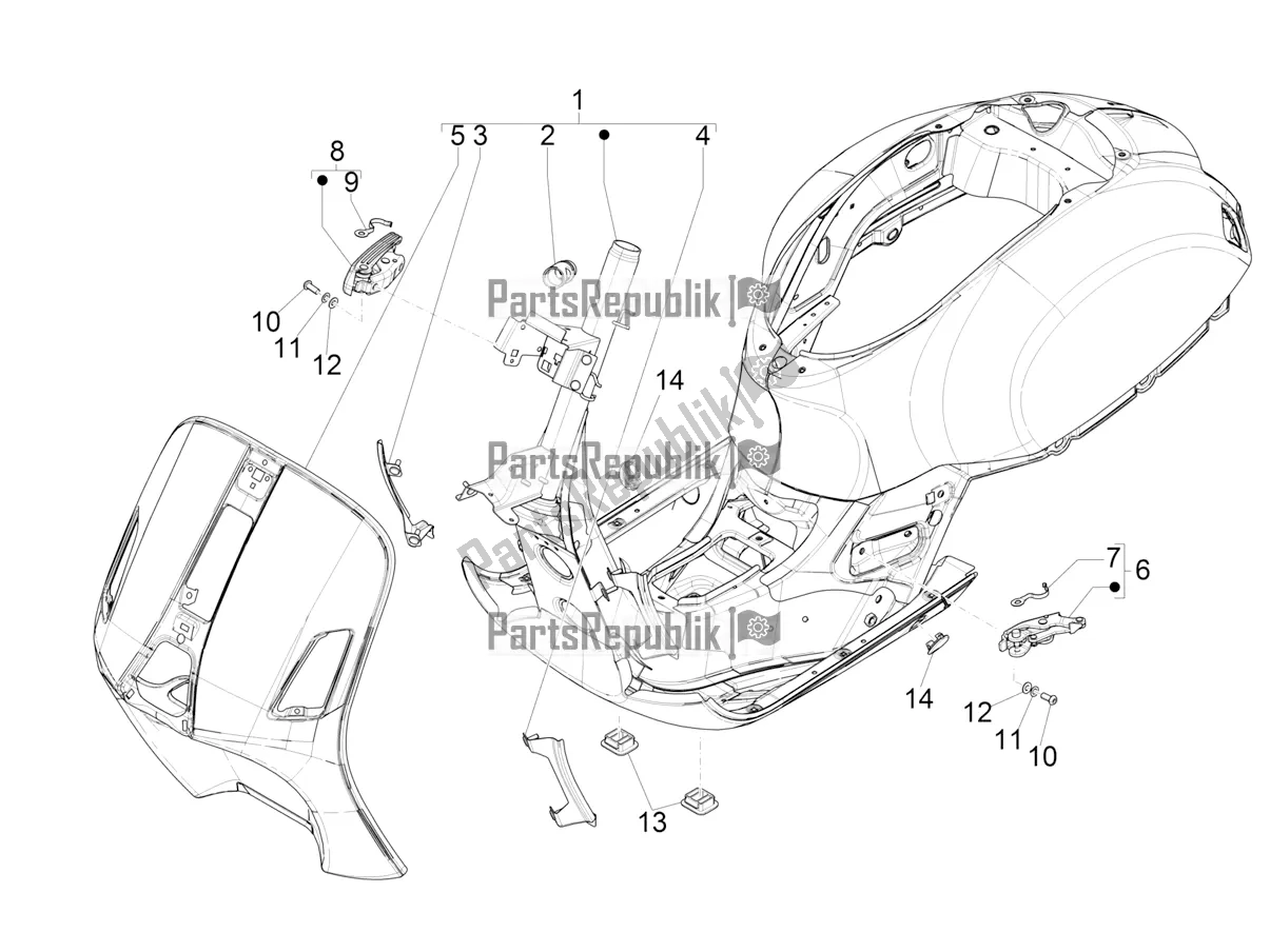 Toutes les pièces pour le Cadre / Carrosserie du Vespa GTS 300 HPE ABS E4 2021
