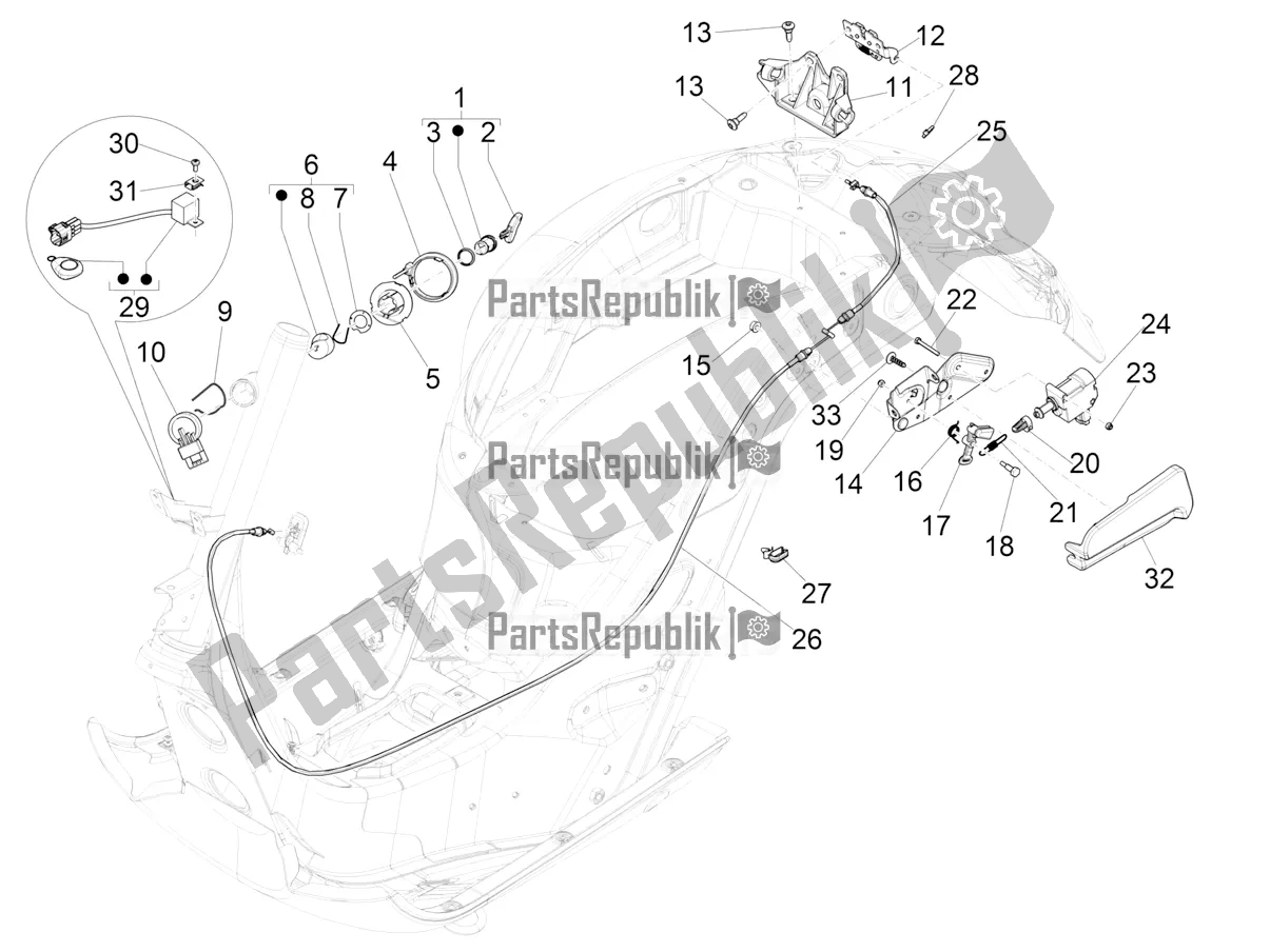 Toutes les pièces pour le Serrures du Vespa GTS 300 HPE ABS E4 2021