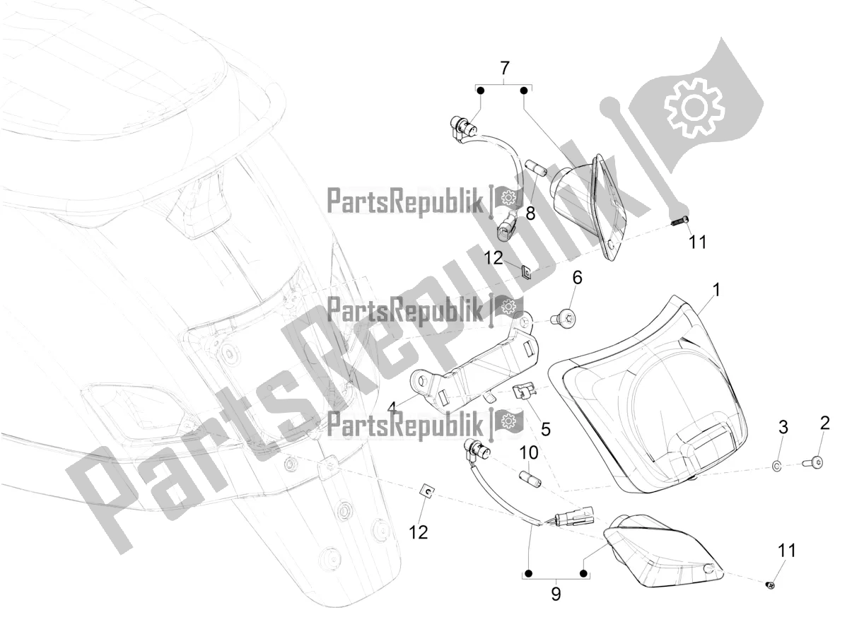 All parts for the Rear Headlamps - Turn Signal Lamps of the Vespa GTS 300 HPE ABS E4 2021