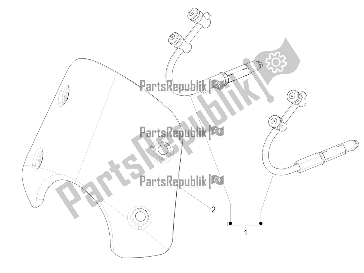 All parts for the Windshield - Glass of the Vespa GTS 300 HPE ABS E4 2021