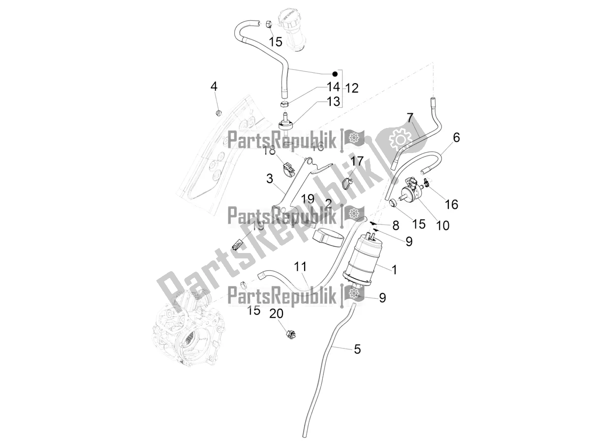 Alle onderdelen voor de Anti-percolatiesysteem van de Vespa GTS 300 HPE ABS E5 2020