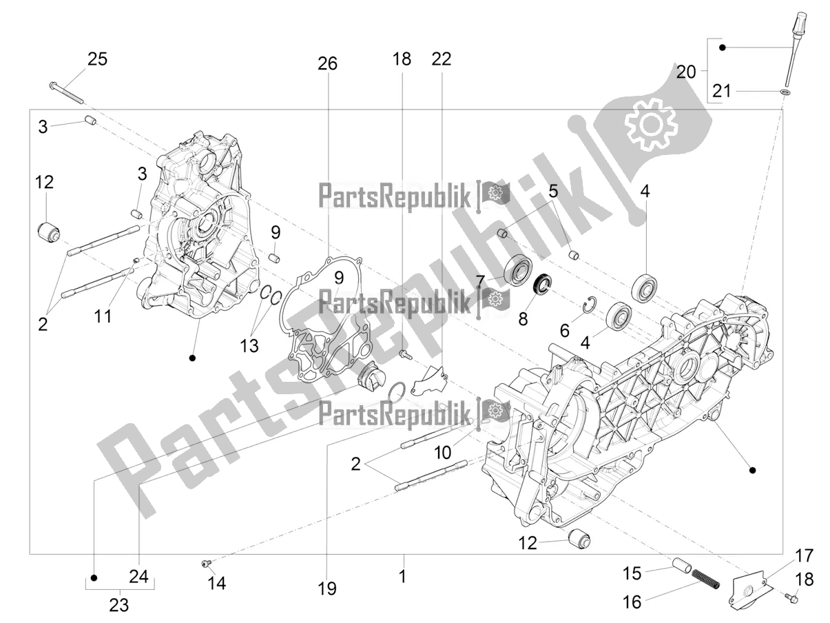 Todas las partes para Caja Del Cigüeñal de Vespa GTS 300 HPE ABS E5 2020