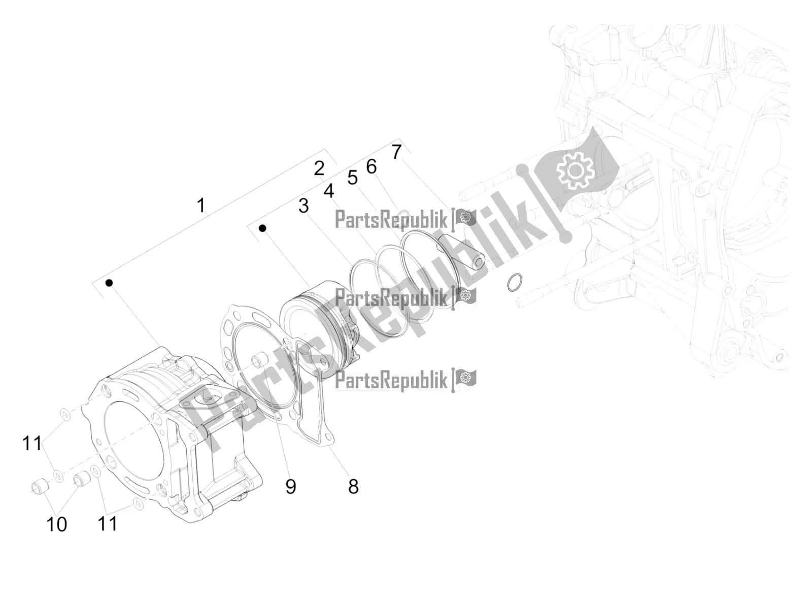Todas las partes para Unidad De Pasador Cilindro-pistón-muñeca de Vespa GTS 300 HPE ABS E5 2020