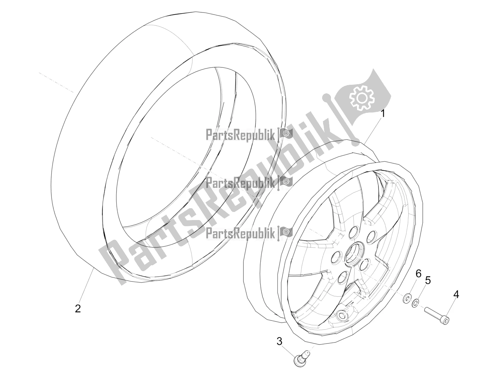 Todas las partes para Rueda Delantera de Vespa GTS 300 HPE ABS E5 2020