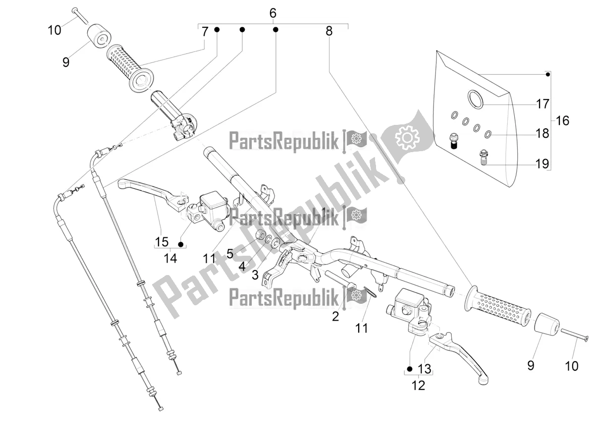Todas las partes para Manillar - Master Cil. De Vespa GTS 300 HPE ABS E5 2020