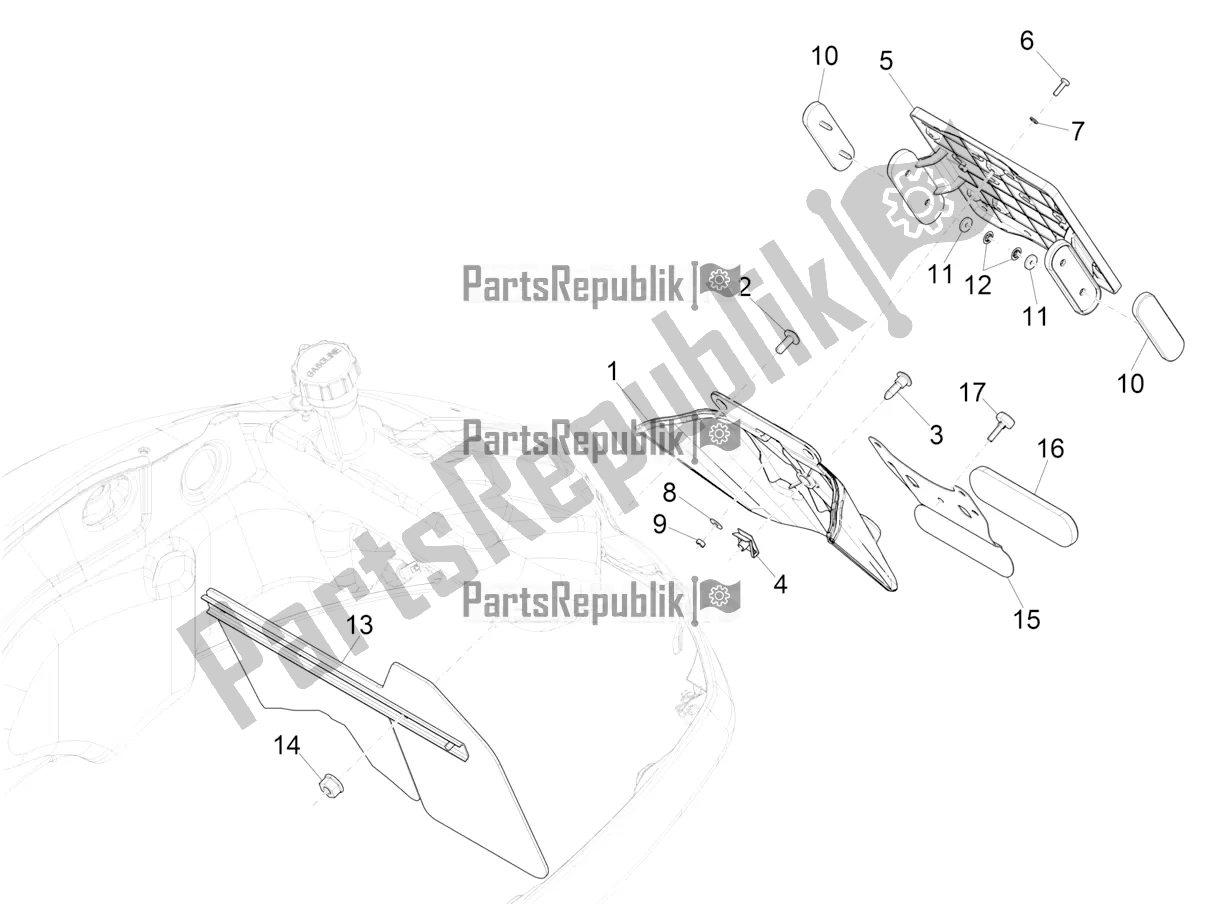 Todas las partes para Cubierta Trasera - Protector Contra Salpicaduras de Vespa GTS 300 HPE ABS E5 2020