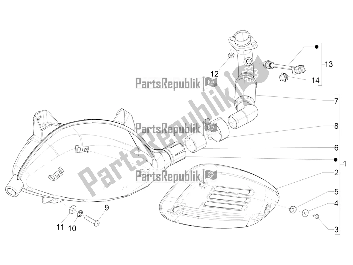 Toutes les pièces pour le Silencieux du Vespa GTS 300 HPE ABS E5 2020