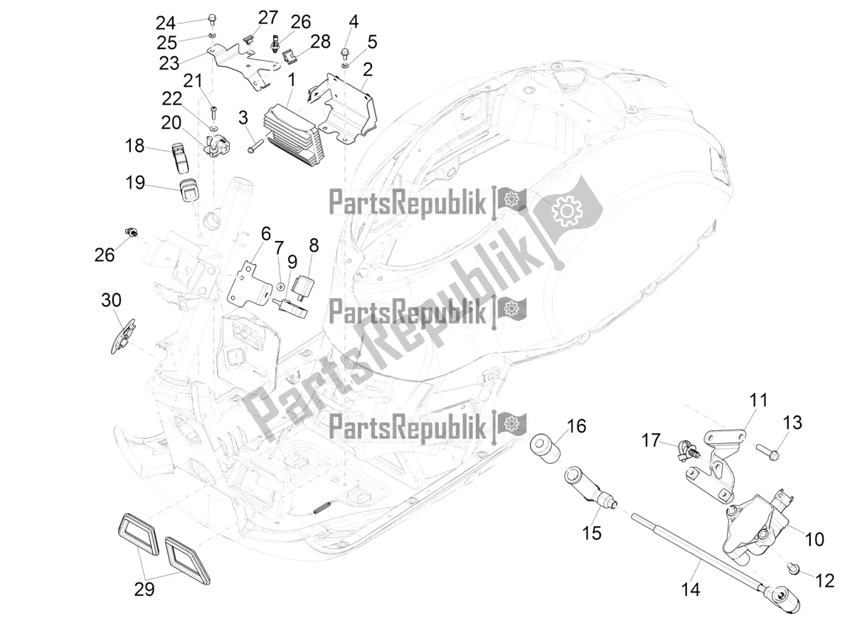 Tutte le parti per il Regolatori Di Tensione - Centraline Elettroniche (ecu) - H. T. Bobina del Vespa GTS 300 HPE ABS E5 2020