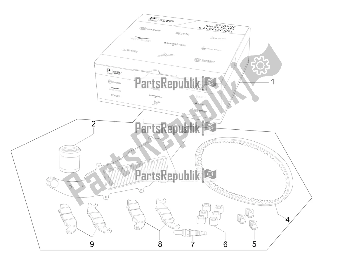 Toutes les pièces pour le Complete Wear And Maintenance Kit du Vespa GTS 300 HPE ABS E5 2021