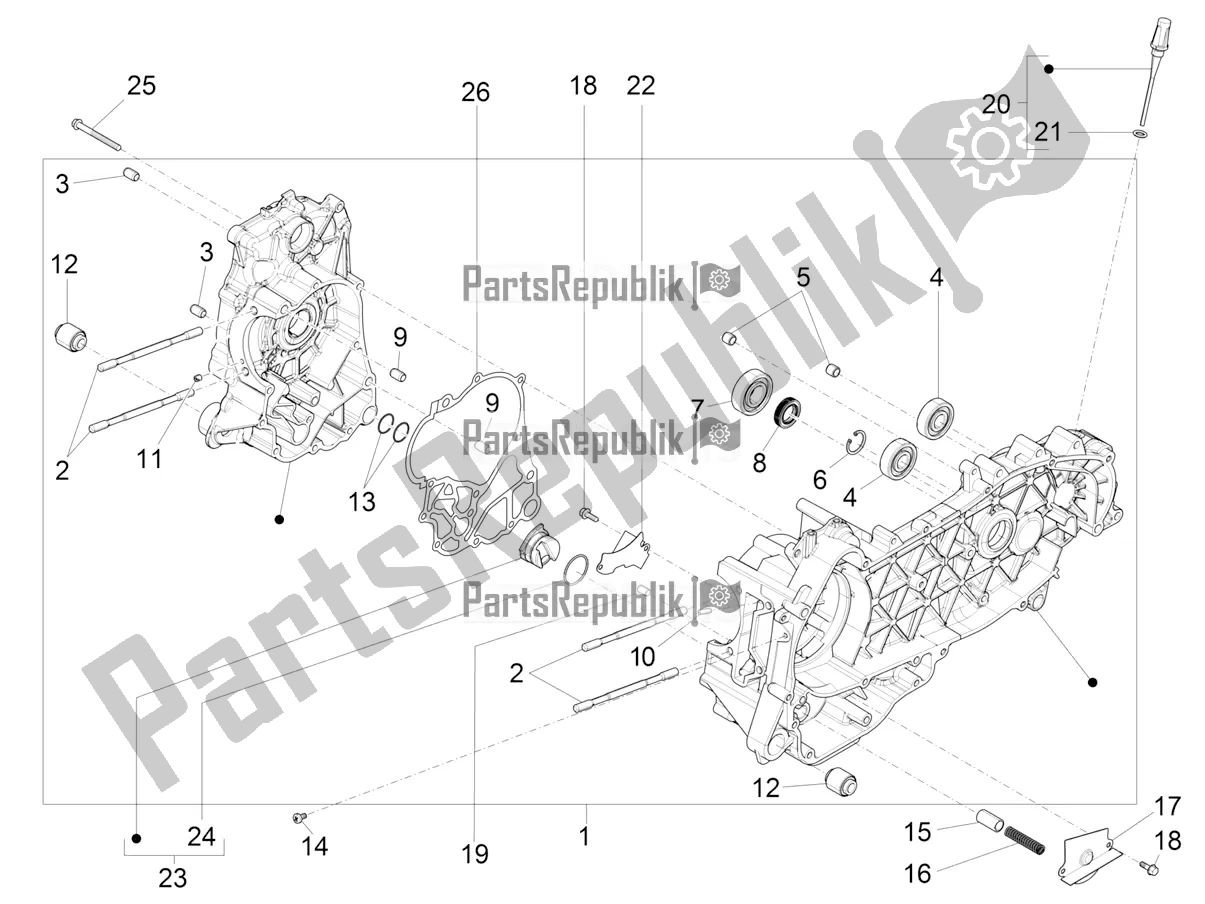 Tutte le parti per il Carter del Vespa GTS 300 HPE ABS E5 2021