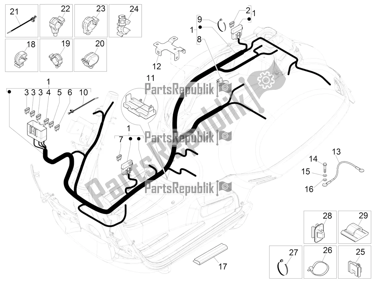 Toutes les pièces pour le Faisceau De Câbles Principal du Vespa GTS 300 HPE ABS E5 2021