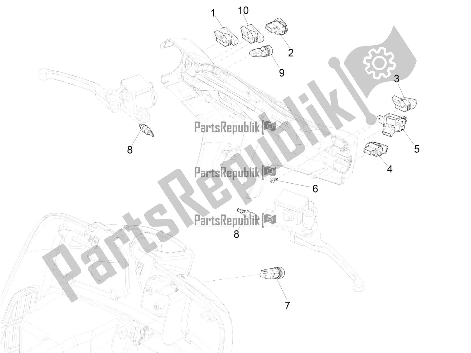 All parts for the Selectors - Switches - Buttons of the Vespa GTS 300 HPE ABS E5 2021