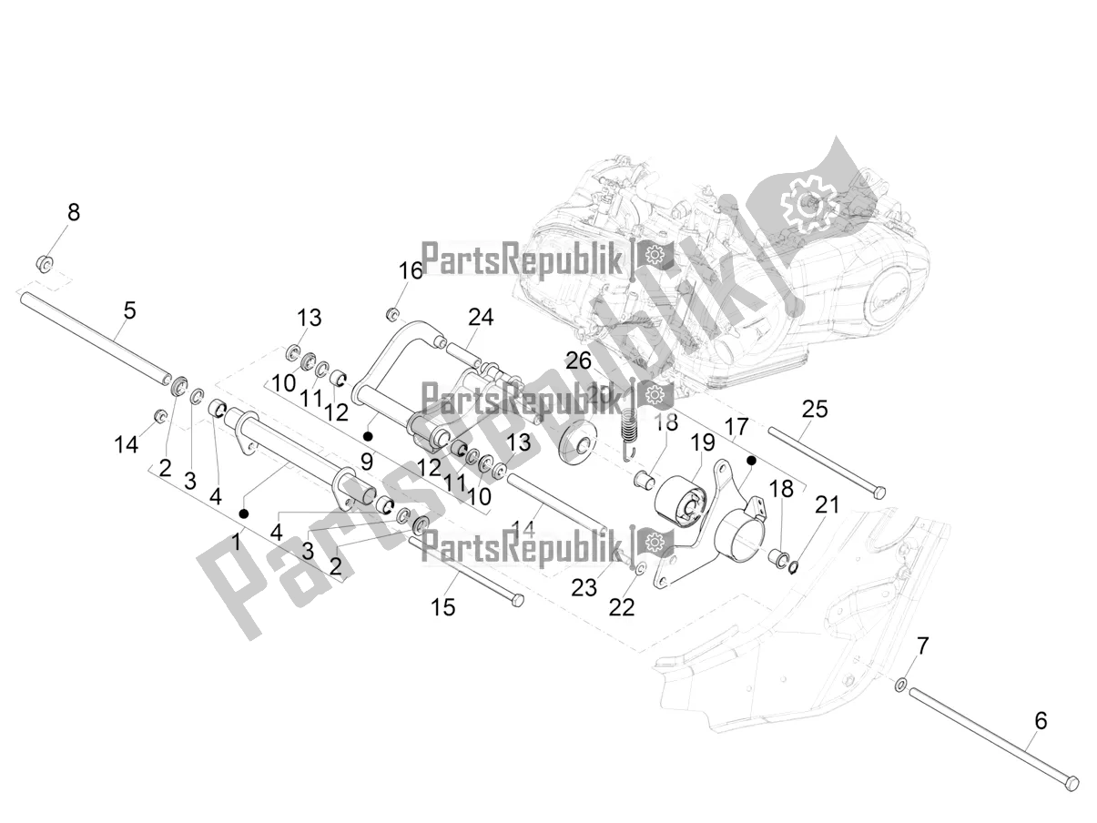 Toutes les pièces pour le Bras Oscillant du Vespa GTS 300 HPE ABS E5 2021