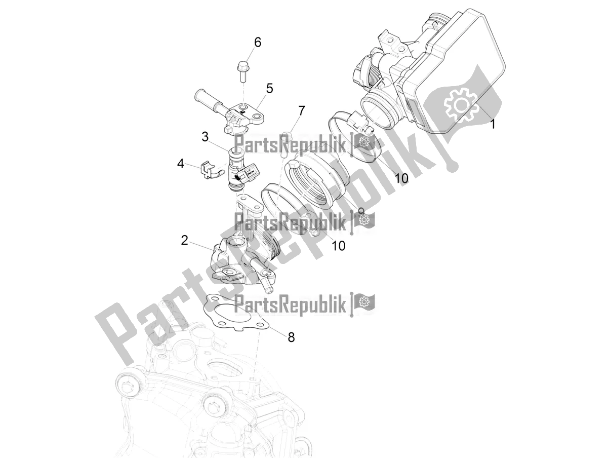 All parts for the Throttle Body - Injector - Induction Joint of the Vespa GTS 300 HPE ABS E5 2021