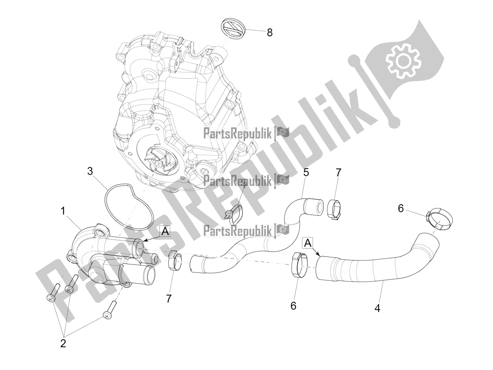 Toutes les pièces pour le Pompe De Refroidissement du Vespa GTS 300 HPE ABS E5 2022