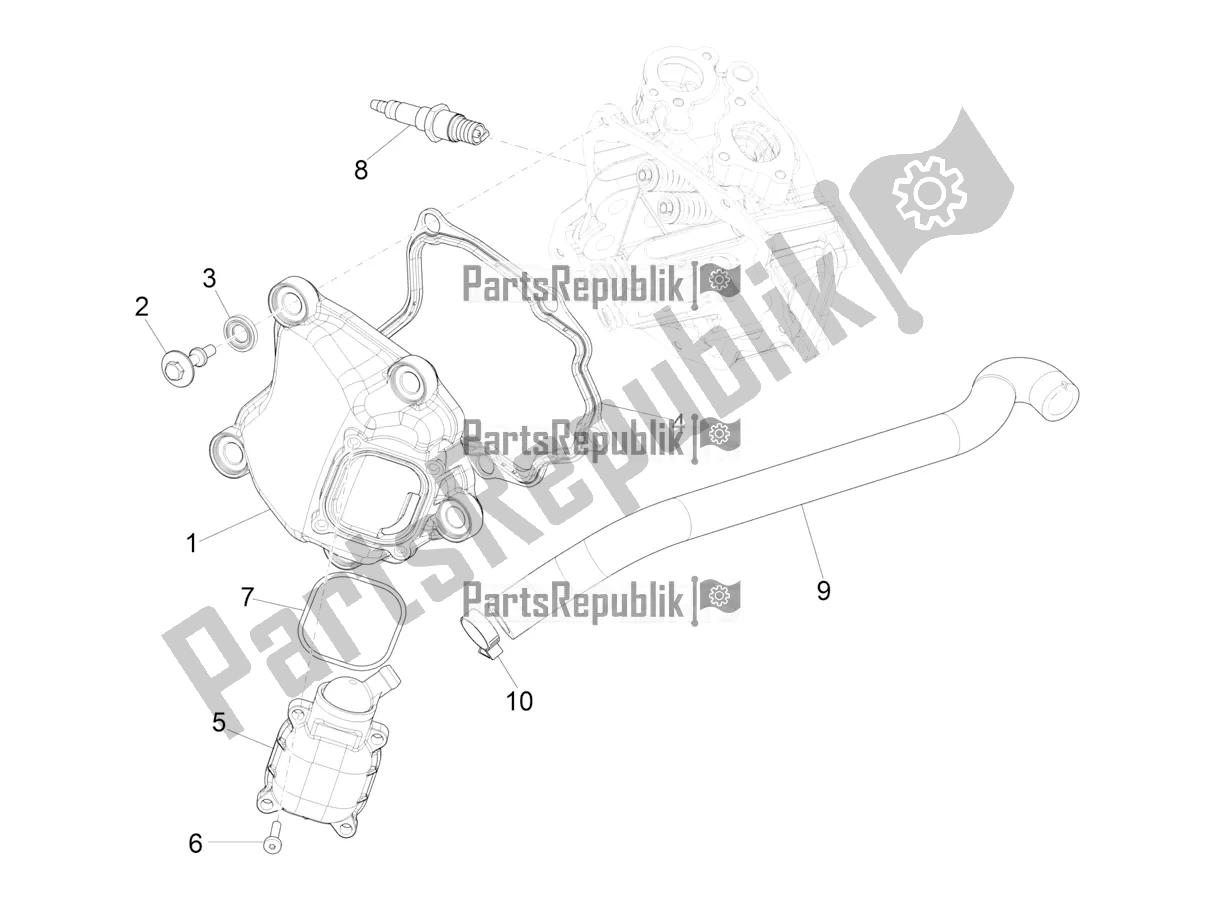 All parts for the Cylinder Head Cover of the Vespa GTS 300 HPE ABS E5 2022