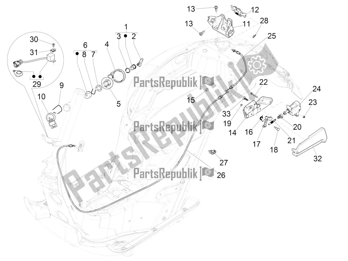 All parts for the Locks of the Vespa GTS 300 HPE ABS E5 2022