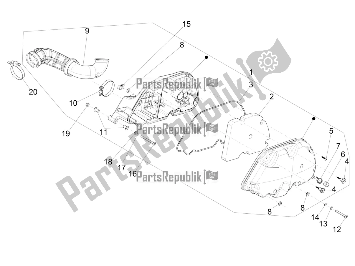 Toutes les pièces pour le Filtre à Air du Vespa GTS 300 HPE ABS USA 2019