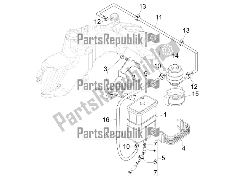 Toutes les pièces pour le Système Anti-percolation du Vespa GTS 300 HPE ABS USA 2019