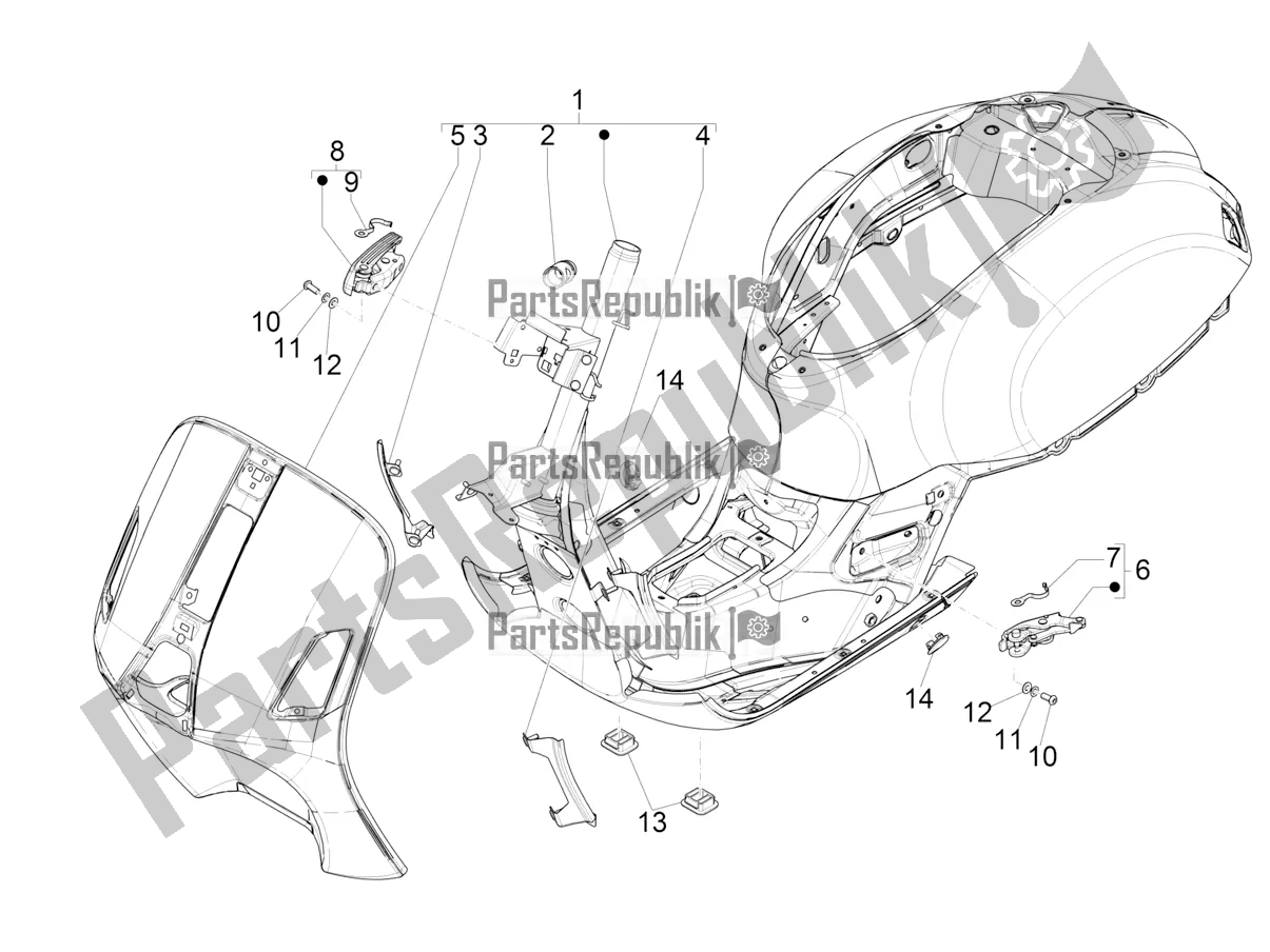 Toutes les pièces pour le Cadre / Carrosserie du Vespa GTS 300 HPE ABS USA 2019