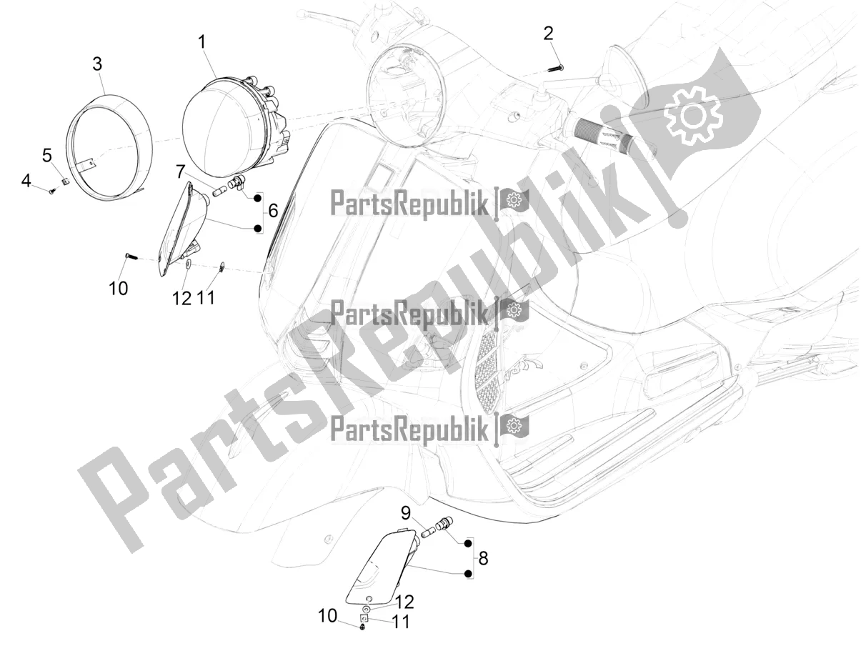 Todas las partes para Faros Delanteros - Luces Intermitentes de Vespa GTS 300 HPE ABS USA 2019