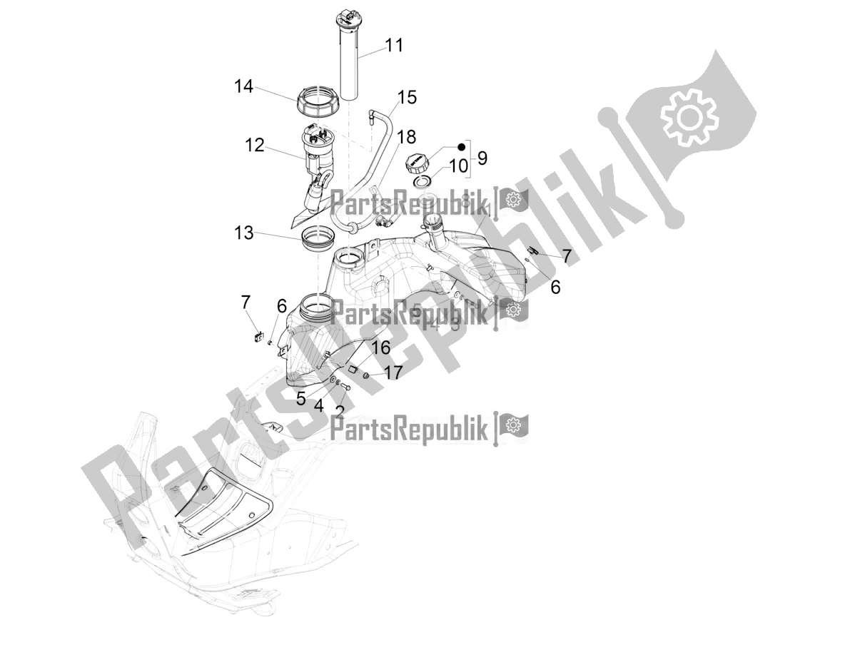 Toutes les pièces pour le Réservoir D'essence du Vespa GTS 300 HPE ABS USA 2019