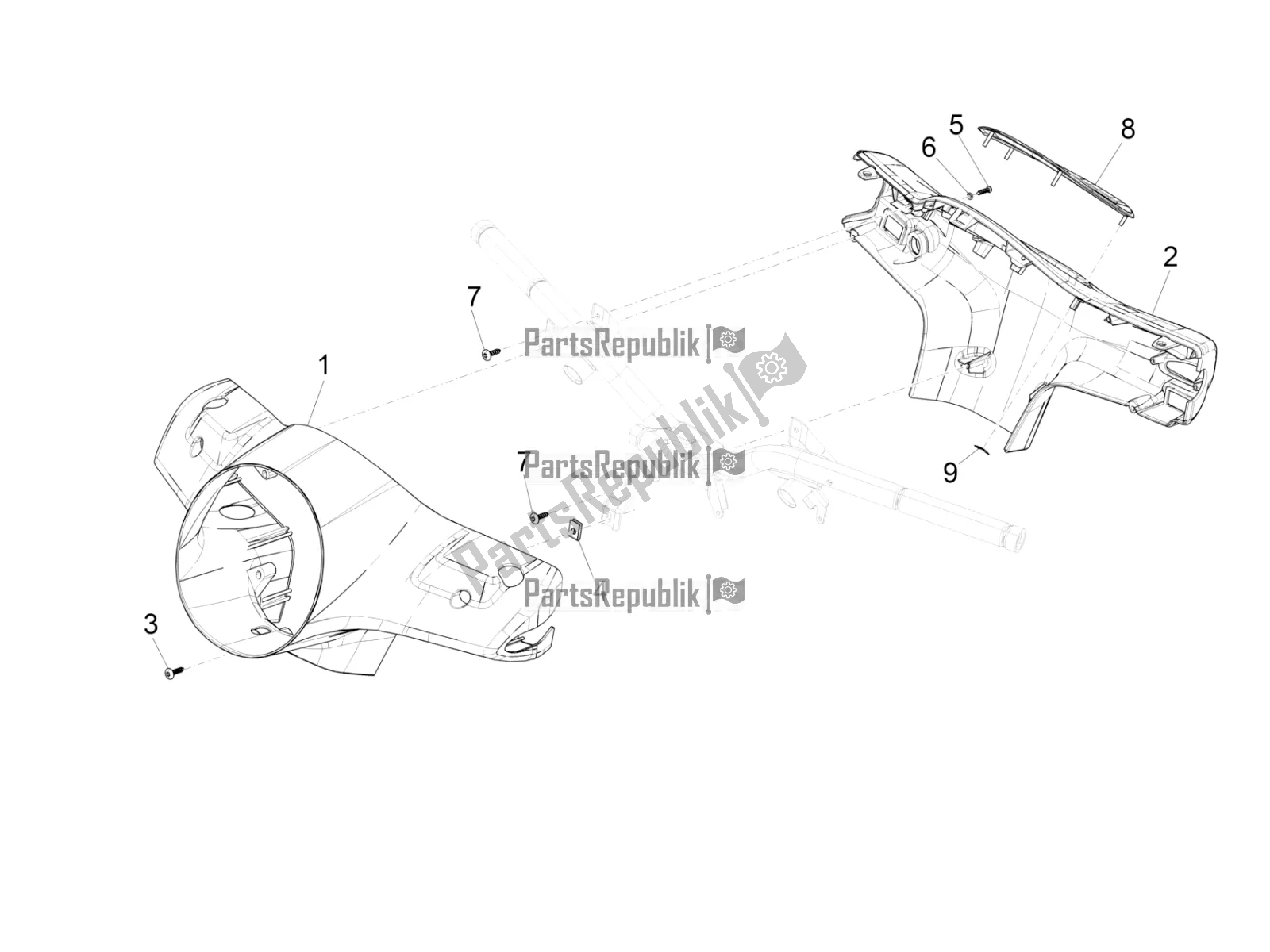 Toutes les pièces pour le Couvertures De Guidon du Vespa GTS 300 HPE ABS USA 2019