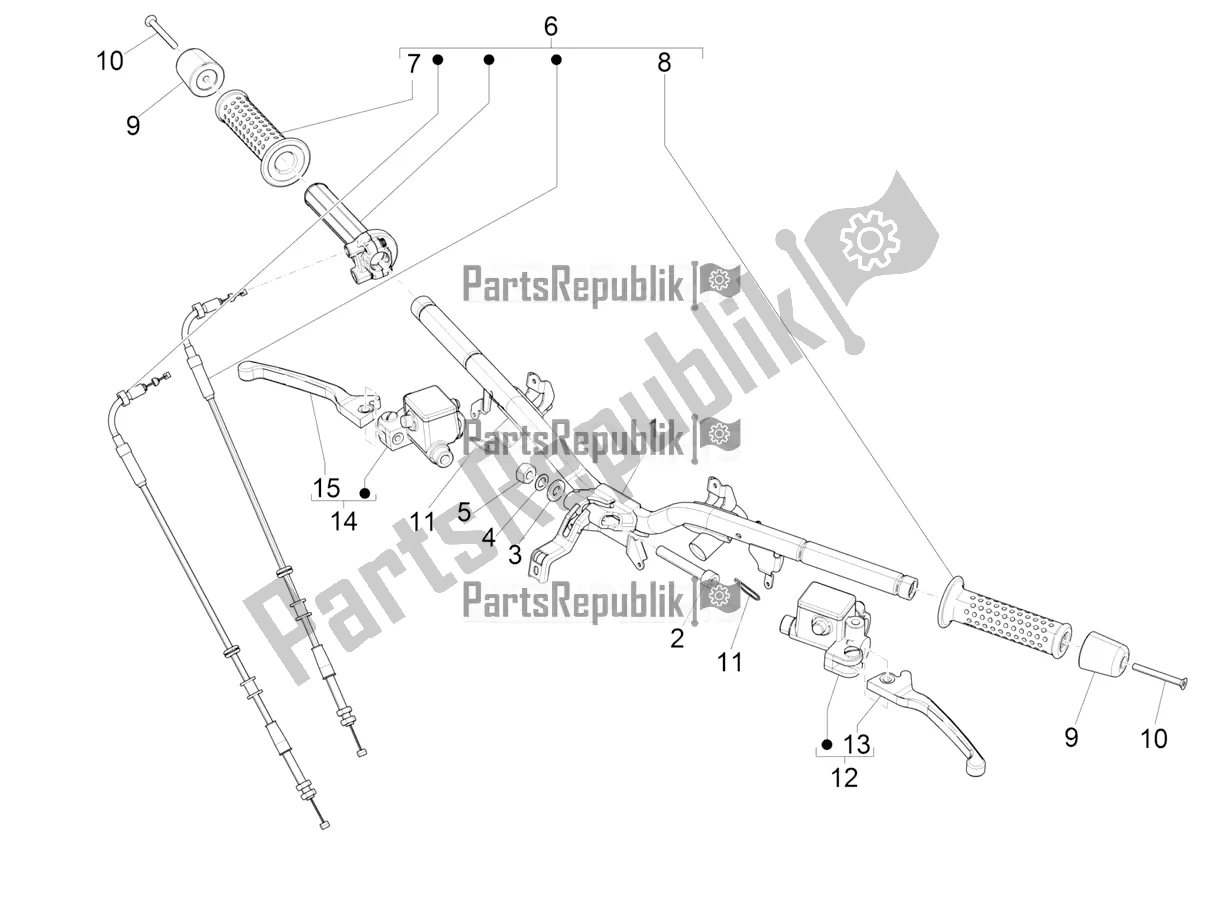 All parts for the Handlebars - Master Cil. Of the Vespa GTS 300 HPE ABS USA 2019